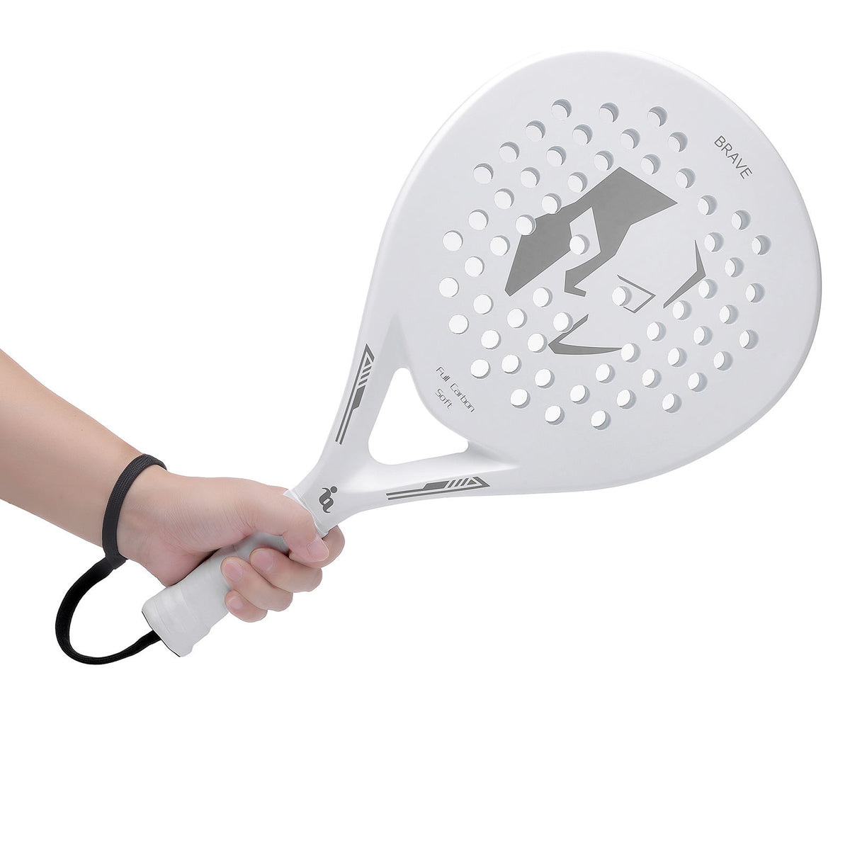 QOAR Vanta Padel Racket – Carbon Fiber with EVA Core – White and Black